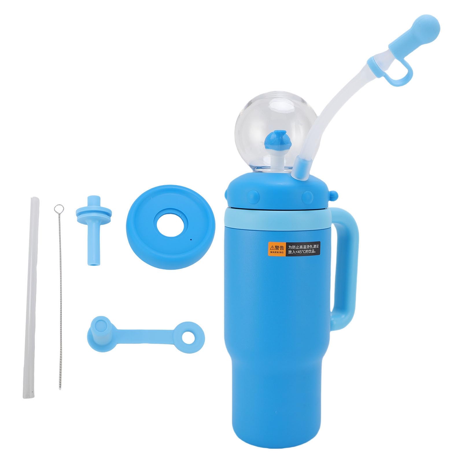 Ausla Walbrunnen-Wasserflasche, Isolierte Edelstahl-Wasserflasche 710 Ml mit Griff und Strohhalm, Reisebecher mit Breiter Öffnung für Reisen Im Freien, Schule, Büro (BLUE)