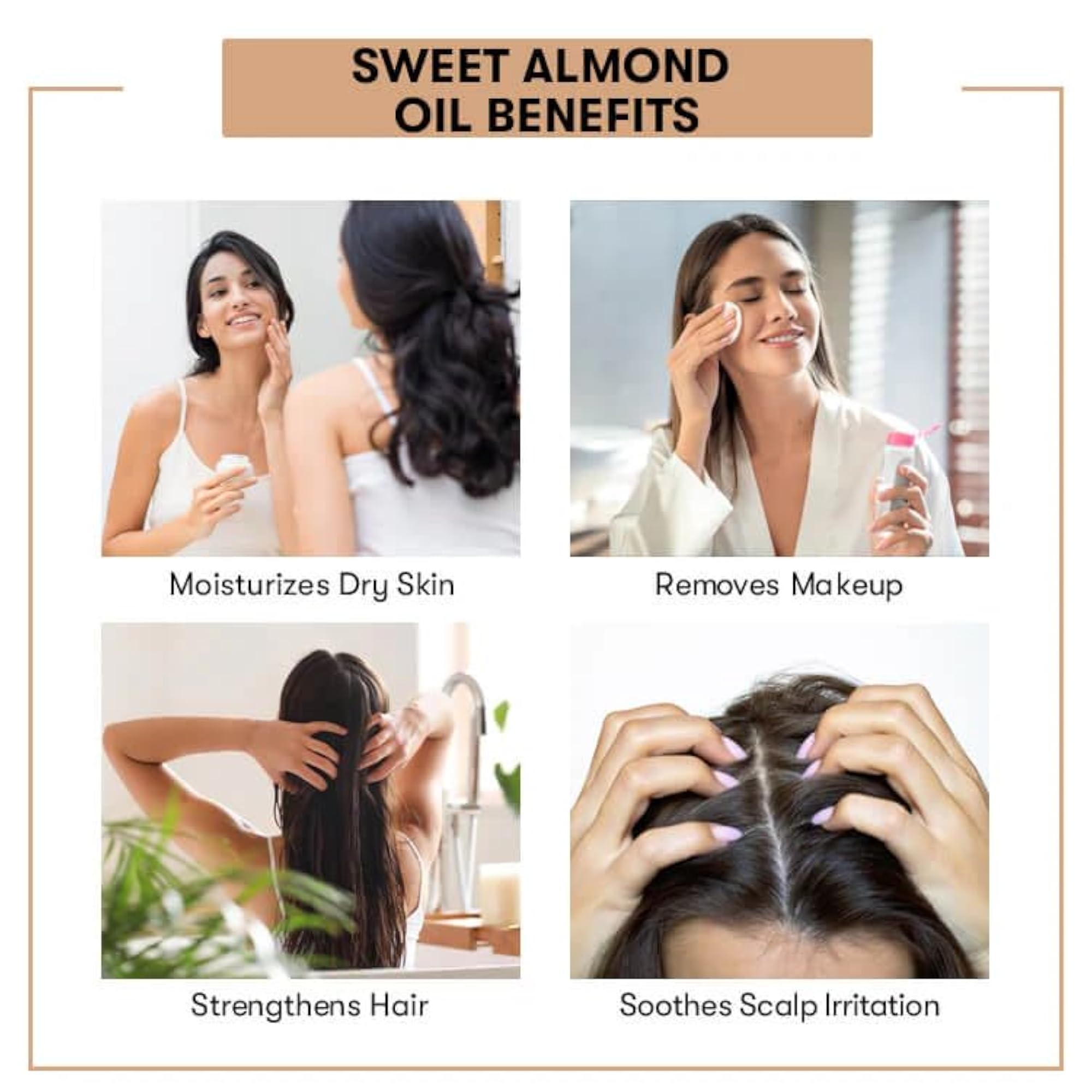 100% Pure Sweet Almond Oil, Natural Cold Pressed Carrier Oil