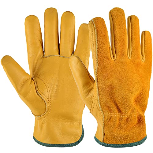 EINSKEY Gardening Gloves - 1 Pair/XL, Thorn Proof Garden Gloves for Men & Women, Leather Safety Work Gloves, Heavy Duty Rigger Gloves for Garden, Yard, Mechanic