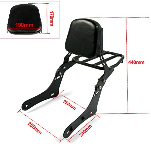 Detachable Passenger Backrest Sissy Bar for Kawasaki Vulcan S 650 VN650 2015 2016 2017 2018 2019 (with luggage rack)