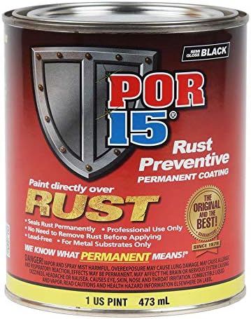 POR-15 Rust Preventive Coating, Stop Rust and Corrosion Permanently, Anti-rust, Non-porous Protective Barrier, 16 Fluid Ounces, Semi-gloss Black