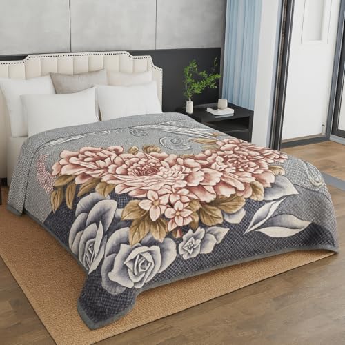 Image of Signature All Season Double Bed Blanket | Super Soft Plush, Lightweight & Cozy | 220 x 240 cm | 2.5 kg | Multi-Color Vibrant Print | Ideal for Winter, AC Use & Gifting (Vintage Rose Grey)