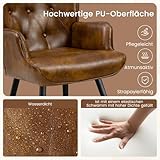 Ckaff Ohrensessel Sessel Wohnzimmer, Skandinavischer Stil Relaxsessel PU-Kunstleder mit Hoher Rückenlehne Loungesessel Polstersessel fürs Wohnzimmer Schlafzimmer Arbeitszimmer Gästezimmer, Braun
