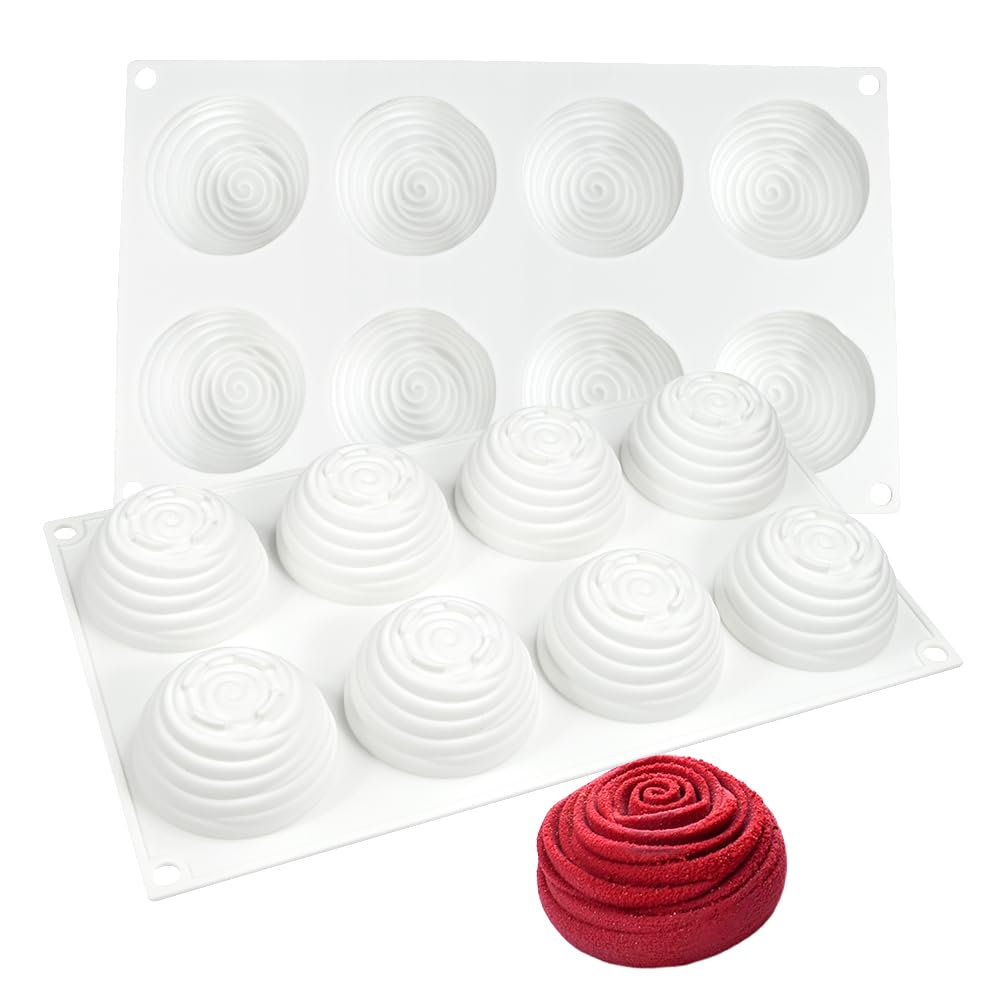 Moldes de silicona para pastel de mousse, molde para hornear 3D para pasteles, postre francés, pastelería, helado, vórtice rosa