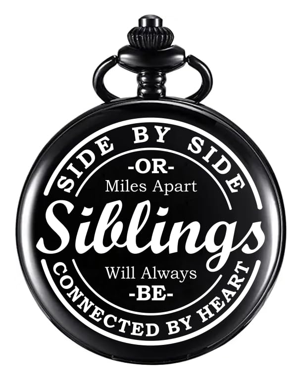 Image of Vintage Gandhi Style Pocket Watch with Engraved Designs & Messages Royal Black Analog for Men Women & Kids Includes Key Ring for car or Bike Keys Ideal Gift