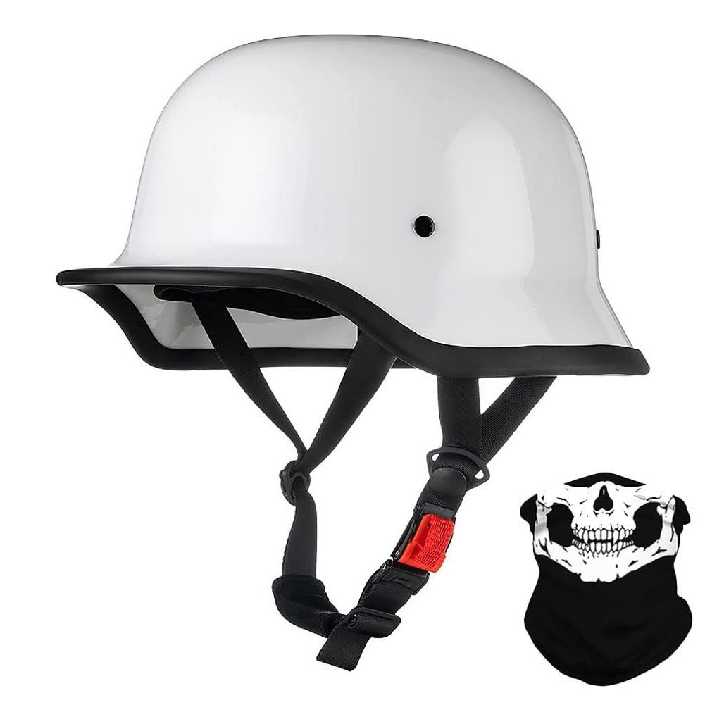 Vintage Stile Tedesco Motociclo Mezzo Casco, ECE Approved, Adulto Uomini Donne Faccia Aperta Bhelmet, Harley Caschi da Moto, per Bicicletta Incrociatore Chopper Scooter