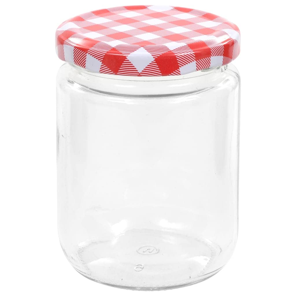 Einmachgläser 96er Set 230ml mit Deckel in Rot Weiß, Gläser für Marmelade, Konfitüre, Chutney und Konserven, Weithals Einweckgläser aus Glas