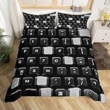 Funda Nordica Cama 105 Patrón de Teclado, Funda de Edredón + 2 Fundas de Almohada k1432