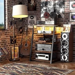 Armocity5tieravmediastandwithpowerstripsmediaconsolewithledlightsaudiotowerrackwithadjustableshelvesstereostandsandracks408rusticbrown Urban Country Home Decor Armocity 5 tier av media stand with power strips media console with led lights audio tower rack with adjustable shelves stereo stands and racks 408 rustic brown urban country home decor