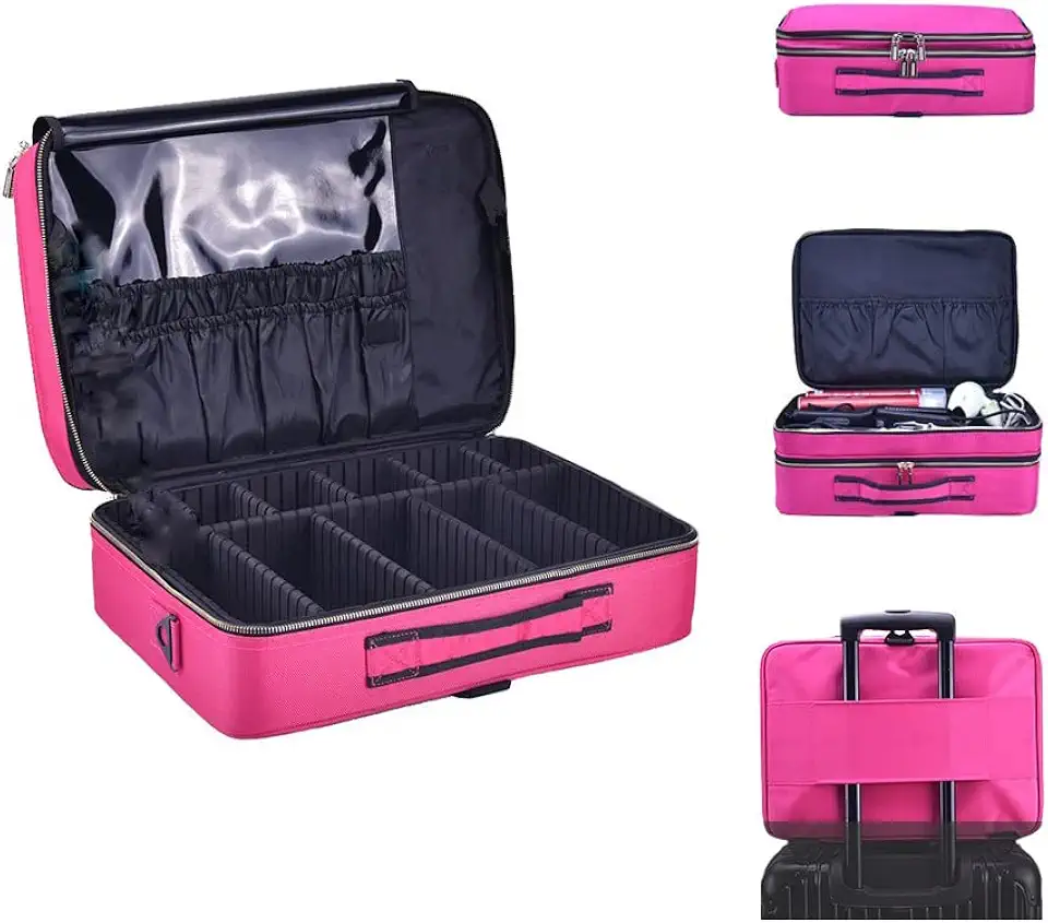 Maleta Maquiagem Mochila Para Maquiador Manicure Viagem Profissional (Rosa)