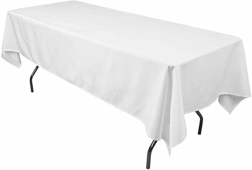 KS Linens - Mantel rectangular de poliéster de 60 x 144 pulgadas (blanco) disponible en Yaxa Venezuela