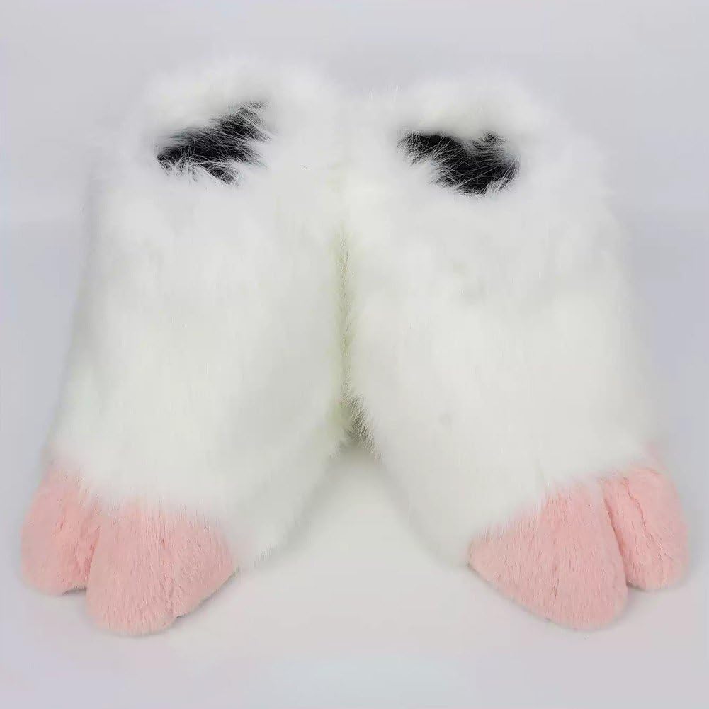 1 para pluszowych pazurów cosplay, zwierzęce jagnięce, do fursuitów i kotów, futrzane pantofle dla dorosłych, zestaw akcesoriów kostiumowych