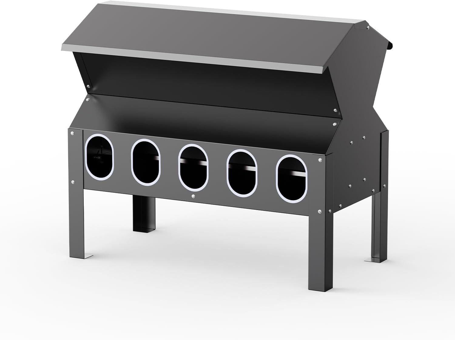 50-100LB Capacity Turkey Feeder, 10-Port Waterproof Chicken Feeder, Indoor Outdoor Uses, Black