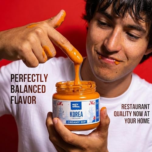 Image of Eat Atlas | Korean Cheesy Gochujang Dip (100g) + Baked Lavash Chips (85g) | Gourmet Low Calorie Snack Combo | Authentic, Ready to Eat Creamy Spread | No Preservatives | For Parties, Office, Travel