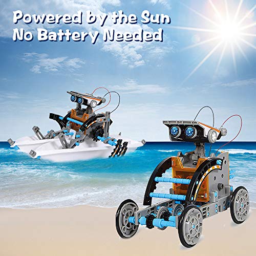 KIDCHEER STEM 12-in-1 DIY Solar Robot Toys 190PCS Science Experiment Kit for Kids 8+ Educational Solar Building Set Indoor Outdoor Toys