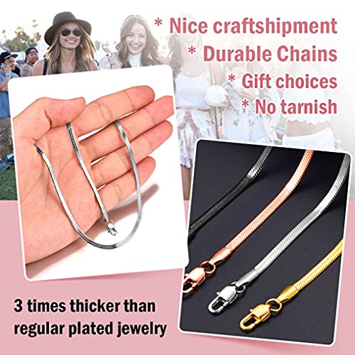 Snake Choker Chain Women 3Mm 12Inch Stainless Steel Choker Chic Layered Necklace Flat Snake Chain #TOP4