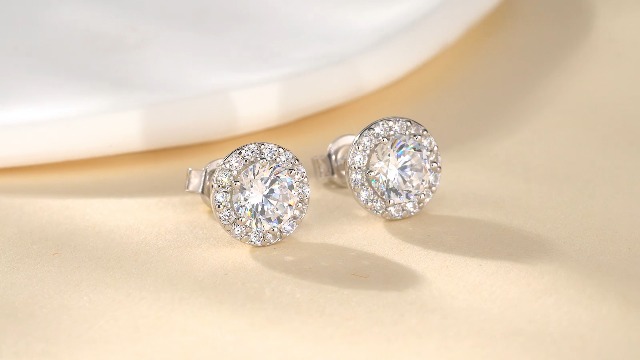 Orecchini A Perno Donna Argento 925 Con Zirconia - Jiamiaoi - Placcati Oro Bianco - 2