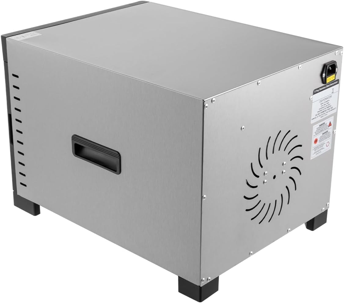 Electric Food Dehydrator Various Vegetables Fruit Drying Machine Countertop Stainless Steel Meat Jerky Dryer Tool, 700W, Adjustable Temperature and Time (8 Trays)