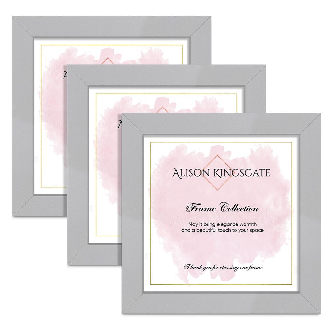 Alison Kingsgate 12X12 SILVER Modern Photo Frames Pack of 3 - Engineered Wood Picture Frame with Perspex Front - Ideal for Certificates - Wall Mount or Tabletop - Multiple Sizes & Colors — image 1