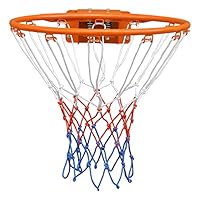 FUNJEPE FUNJRPE Basketballtor mit doppelter Feder, solidem Rand, hängendes Netz, für drinnen und draußen, 45,7 cm, Orange