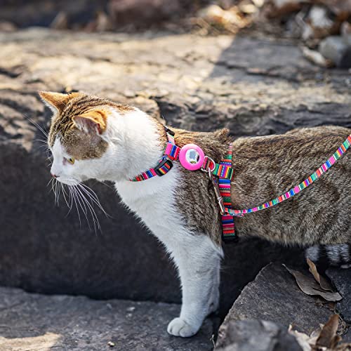 Tukoaw Cat Harness And Leash Escape Proof For Walking Travel Outdoor - Soft Nylon Adjustable Cute Cat Harness Leash Set With Airtag Holder For Small Medium Large Cats #TOP2