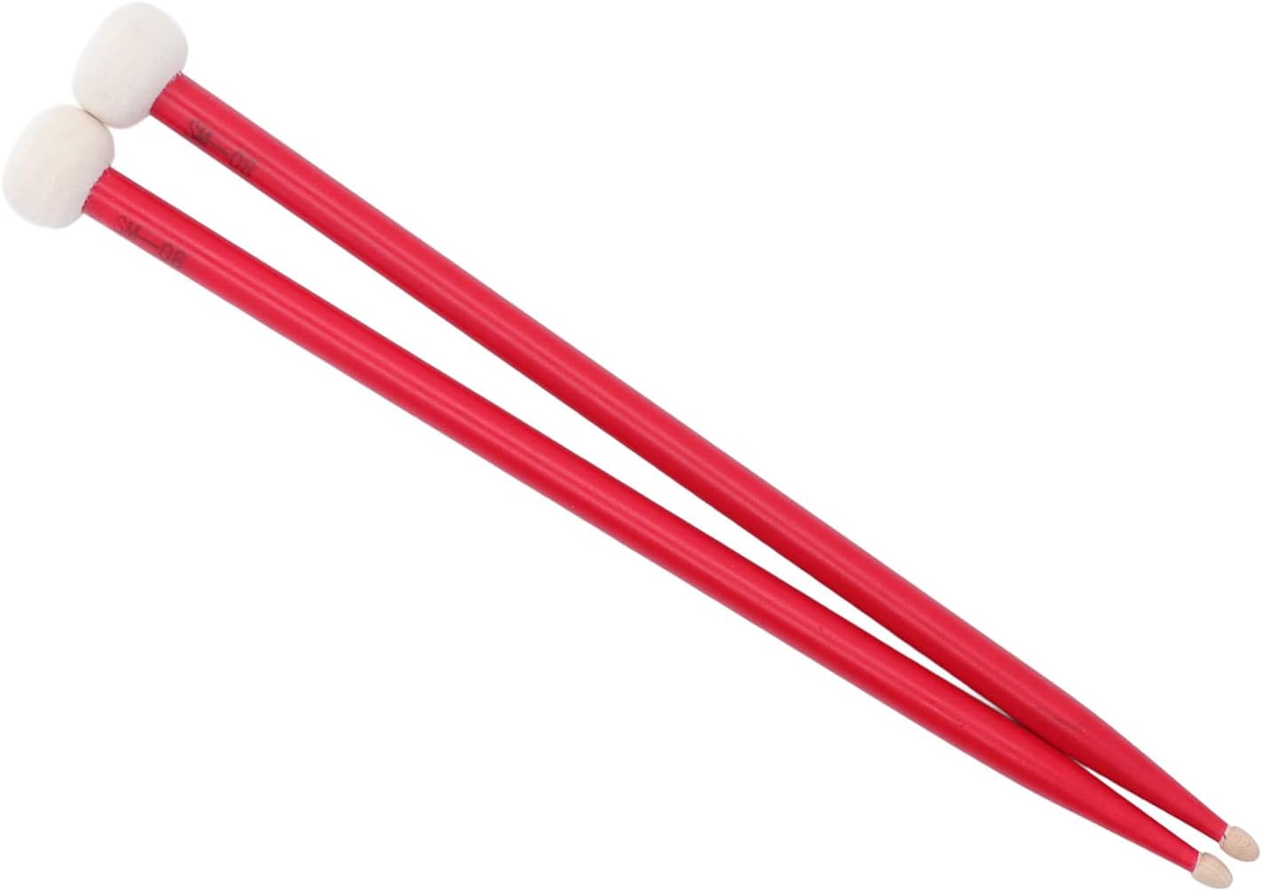 2Pcs Drum Mallet Kit Non Slip Wooden Handle Felt Head Drum Sticks For Bass Drums Timpani Snare Drums(Red) Performance Accessory