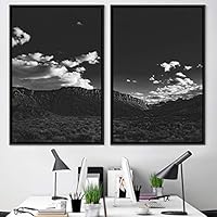 2 Piece Framed Canvas Wall Art Monochromatic Mountains Canvas Prints Home Artwork Decoration for Living Room,Bedroom - 16