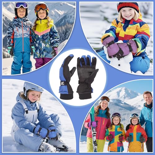LYDTICK 3 Pairs Kids Winter Gloves Waterproof Snow Ski Gloves for Boys Girls Toddler Outdoor Warm Snowboard Mittens, Color A, 3-6 Years