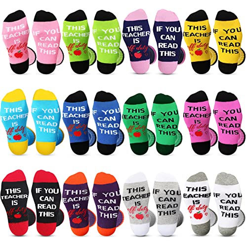 Product Image of the Pasimy 12 Pairs Graduation Gift Funny Socks for Women Men, If You Can Read This, Teacher Is off Duty Novelty Crew Unisex Cotton Socks for College High School Graduation Party Keepsake, Class of 2026