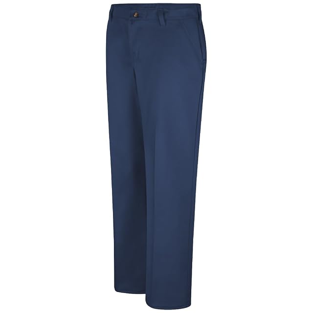 Red Kap Womens Plain Front Cotton Pants 4 Navy - Unhemmed