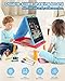 Elovien Easel for Kids, 4 in 1 Double Sided Toddler Art Easel with Chalkboard & Magnetic Whiteboard, Foldable Kids Tabletop Easel with Drawing & Writing Accessories - Gift for Boys and Girls (Blue)