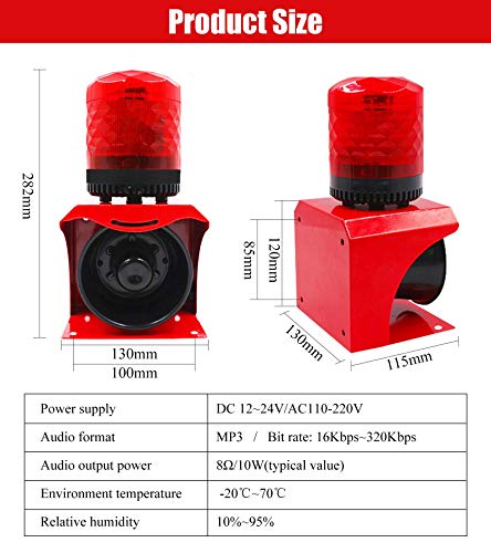 Alarm Siren Horn Industrial Sound And Light Emergency Strobe Warning Light Outdoor Alarm Horn Siren Flashing Light Waterproof Indoor Safety Ac 110-220V #TOP6