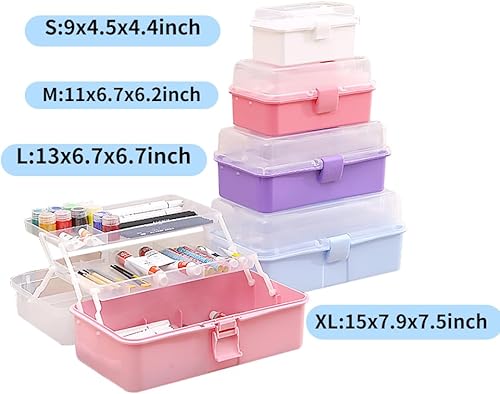 Miniatura 5 de NVAZIOP Suministros de artesanía de tres capas de 11 pulgadas, accesorios para el cabello, organizador de costura de maquillaje, caja de minitool