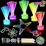 TOTAL 456 Pcs. Gratis para mezclar y combinar, 200 varitas luminosas de 20 cm de largo, 200 conectores de pulsera, 12 juegos de gafas, 12 juegos de flores / bolas, 4 conectores triples, 4 pulseras de mariposa.