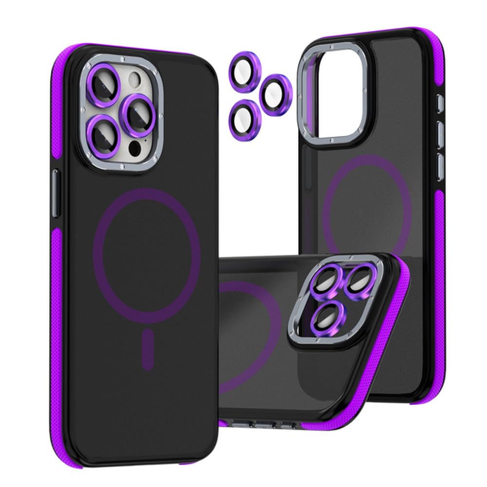 Coque iPhone 14 Pro Max magnétique violette anti-rayures pour caméra - 8