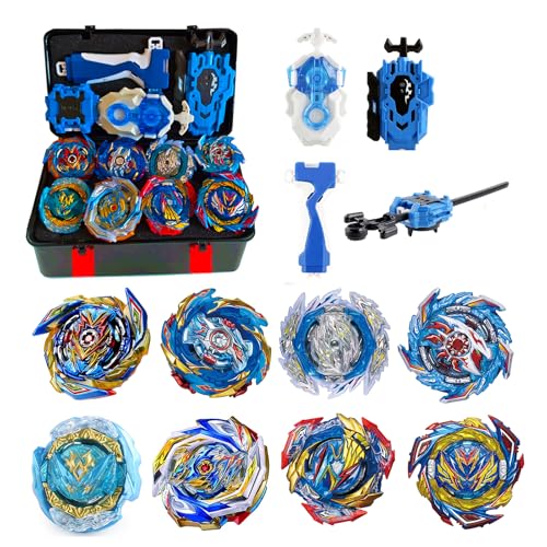 Gkopune 12Pcs Peonzas Turbo Punta Giratoria Juego de Regalo con Giroscopio y Lanzador,LAN