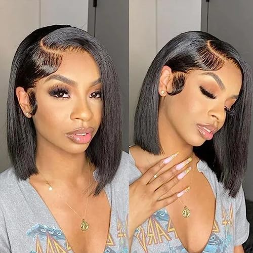 Morichy 12Inch Human Hair Wigs For Black Women 150% Density Upgraded Left Side U Part Bob Wig 100% Brazilian Virgin Human Hair Wig Natural Color #TOP7