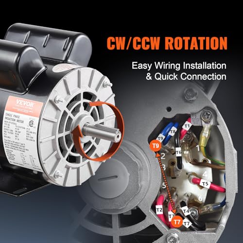 image for VEVOR 2HP SPL Air Compressor Electric Motor, 115/230V, 20/10 Amps, 56 