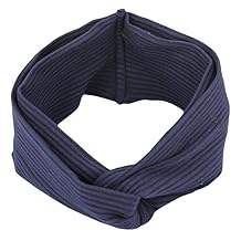 Womens Stretch Twisted Sports Headband Fashion Wide Head Wrap Hair Band Navy