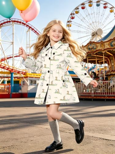 Image of SANGTREE Girl's Waterproof Trench Coat Hooded Lightweight Windbreaker Rain Jackets