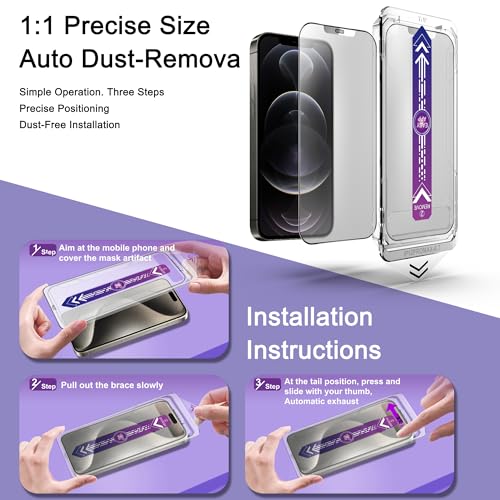 Image of 2-Pack Matte Screen Protector for iPhone 12 Pro Max 6.7-Inch, Auto Dust Removal, No Bubbles, High Definition Clear, Easy Installation