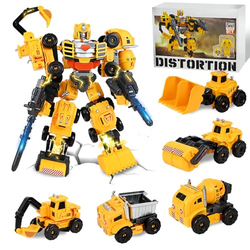 Ulikey Transformers Spielzeug für Kinder, Verformung Roboter Baustellenfahrzeuge Auto Spielzeugset, Fahrzeug Roboter Spielzeug Geschenk für Jungen ab 4 5 6 7 8 9 Jahren