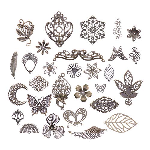 Preisvergleich Produktbild Supvox Gemischte antike Bronze filigrane Charme Anhänger Schmuck Erkenntnisse für Halskette Armband Hochzeit DIY Handwerk machen Zubehör (Antique Brass 80g)