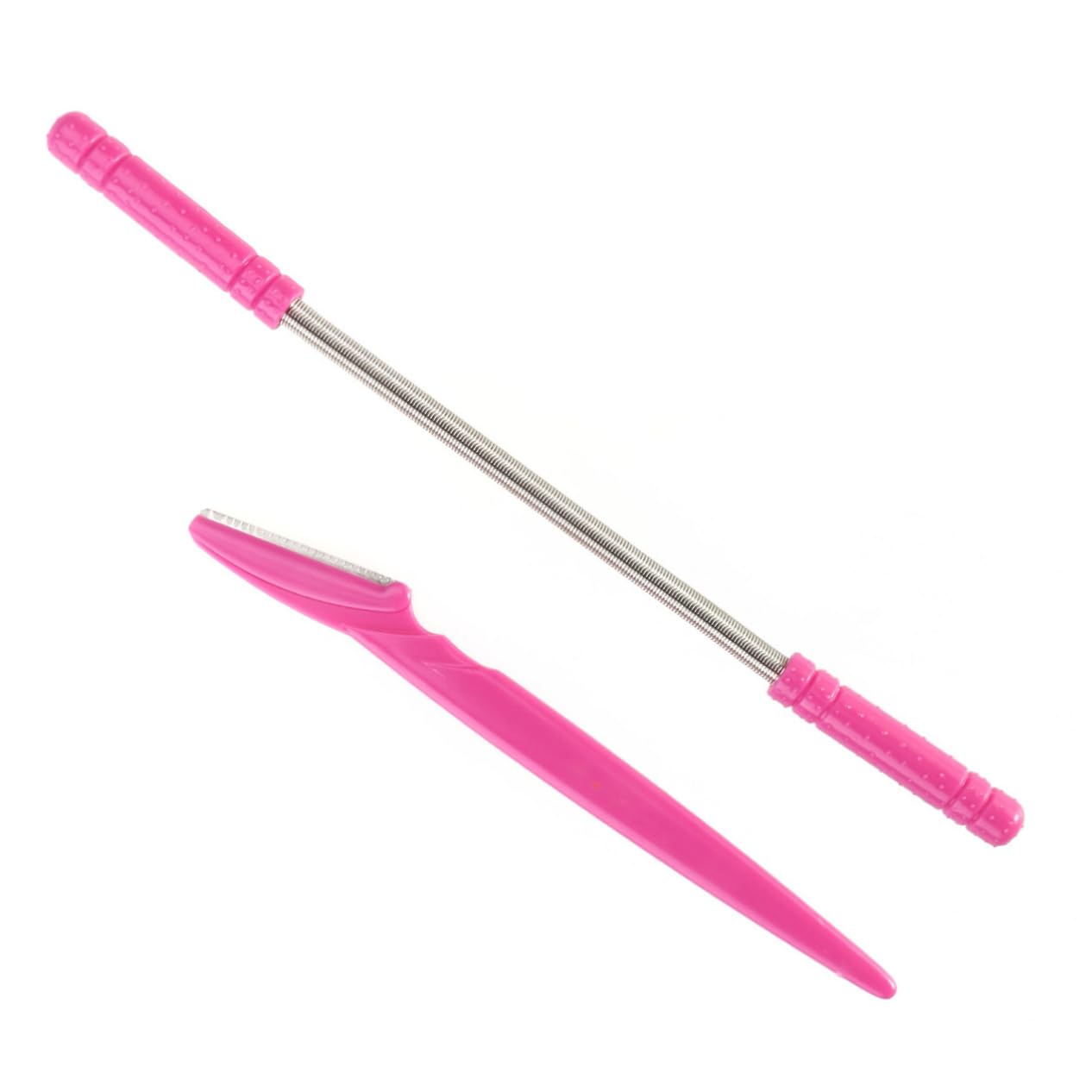 VICASKY 2Pcs Facial Hair Remover Spring Epilator Eyebrow Razor Pink Tool for Upper Lip Chin Forehead Hair Removal