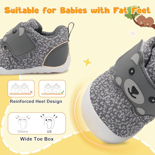 Image of FEETCITY Baby Walking Shoes Wide Baby Shoes Boys Girls Infant Sneakers Crib Shoes Breathable Toddler Barefoot Shoes Slip On Shoes