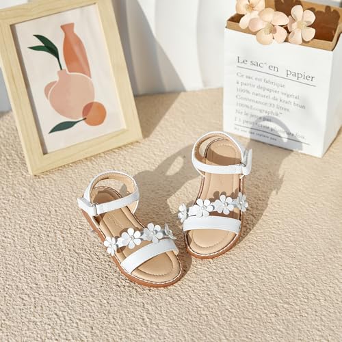 Image of Flaryzone Girls Sandals Open Toe Summer Flats Dress Sandals Shoes Toddler /Little Kid