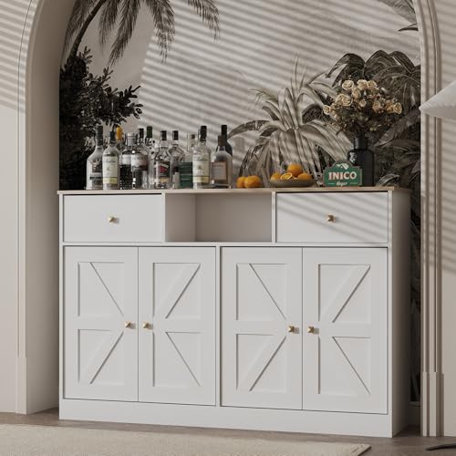 Catálogo para Comprar On-line Alacenas Top 5. 44 INICO Armario de Cocina Moderno de 4 Puertas con 2 cajones Mueble para Cocina Mueble Organizador Armario de Madera Apto para Comedor Dormitorio salón y Pasillo 120 x 80 x 30 cm...