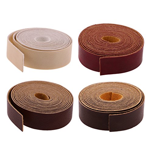 Homyl 4 Pieces 10 Meters Leather Strap for Purse Bag Leather Crafts Accessories 4 Colors