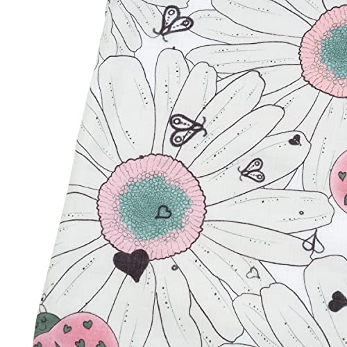 Jumpoff Jo - Baby Muslin Swaddle Blanket, 47" X 47" - Ultra Soft Bamboo Rayon & Muslin Cotton Lightweight Receiving Blanket, Machine Washable - Daisy Bug #TOP3