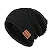 Wireless Bluetooth Beanie Hat ,Unisex Outdoor Sport Knit Hat with Rechargeable Detachable Stereo Speakers & Microphone,Unique Christmas Tech Gifts for Teen Young Boys Girls Men Women( Mz028-black)